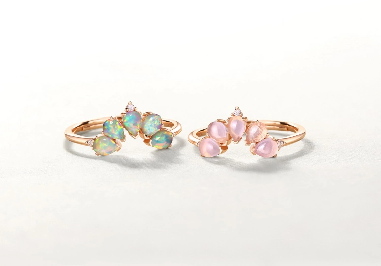 Wholesale Stackable Multi Gemstone Ring Jewelry Crown 925 Sterling Silver Labradorite Ring for Women