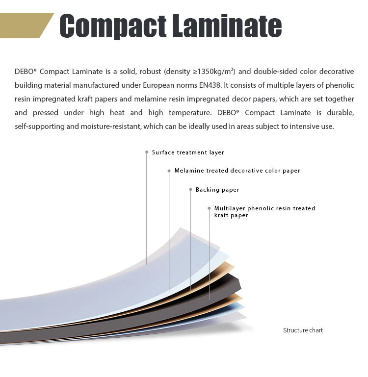 Factory Supply Phenolic 12mm Resin Compact Laminate / 2 Faces Decor Compact HPL / Decorative Board