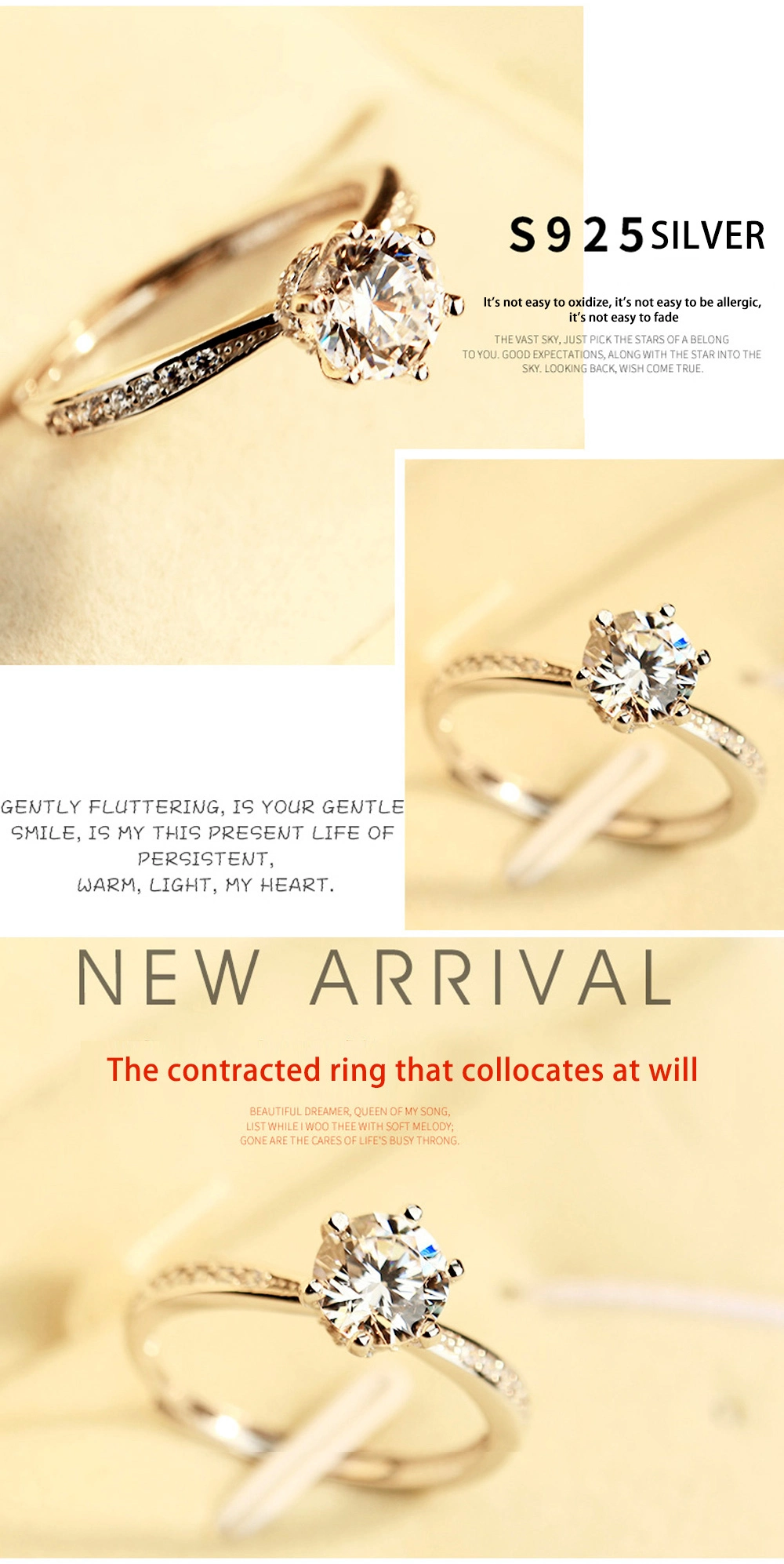 Rose Gold Color Round 925 Sterling Silver Rings