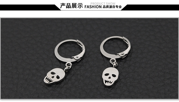 Wholesale Men Magnetic Gold/Silver/Black Stainless Steel Hoop Earrings Skull Pendant Earrings