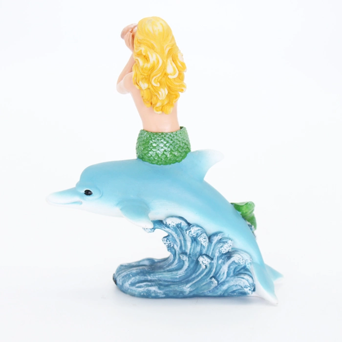 2019 Decorative Miniature Resin Mermaid Figurines Blowing Conch