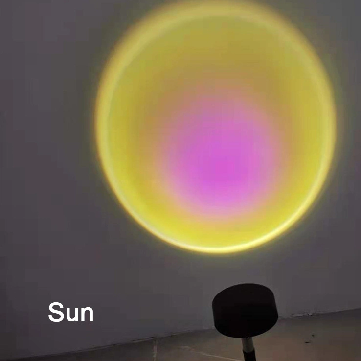 USB Rainbow Sunset Projector LED Night Lamp for Bedroom Bar Coffee Store Wall Decoration Light