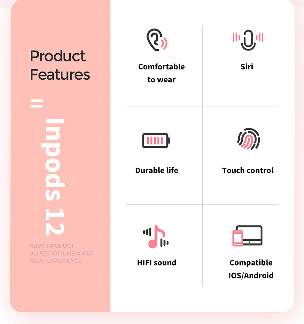 Inpods 12 Metal Color Inpods 12 Macaron Tws Wireless Earbuds Earphones I12 Tws Colorful Headset