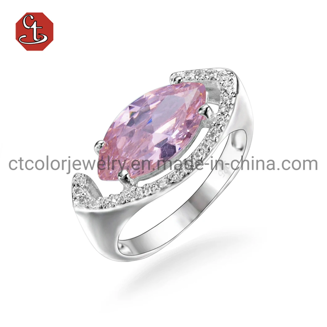 Marquise Stone 925 Sterling Silver Ring Amethyst/Pink Created Gemstone Ring