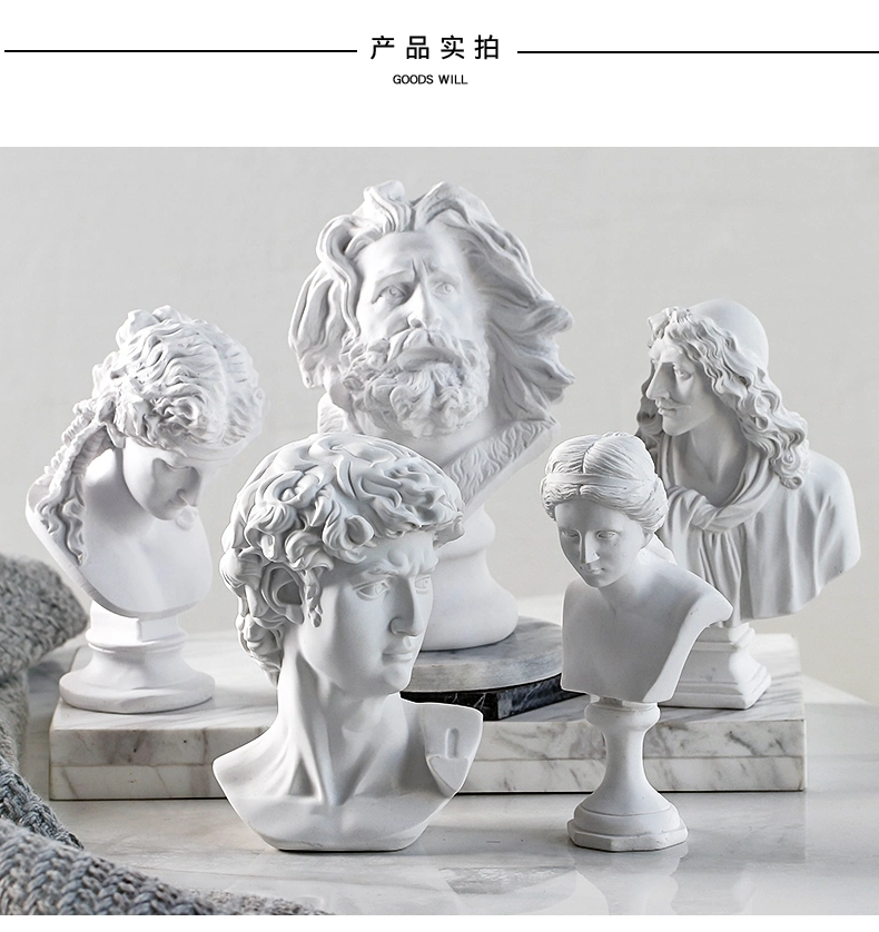 Decor Figurines Resin Craft David Statue White Color Size 15cm on Sale