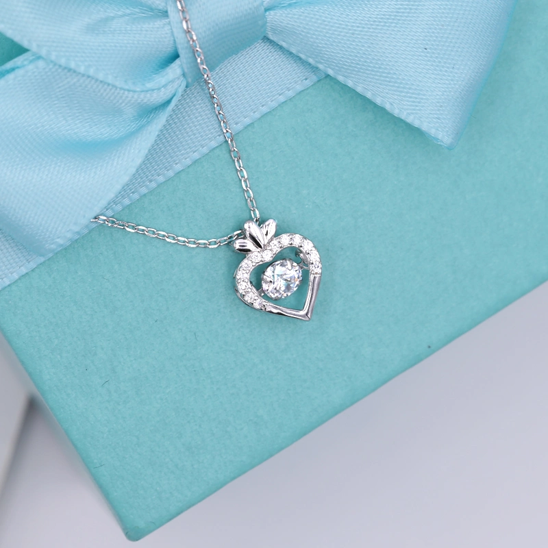 Fashion Women Necklace 925 Sterling Silver Jewelry Love Heart Crown Pendant Necklace