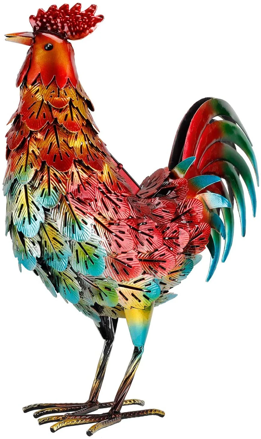 Rooster Decor Home Metal Chicken Outdoor Statues for Garden Yard Decoration