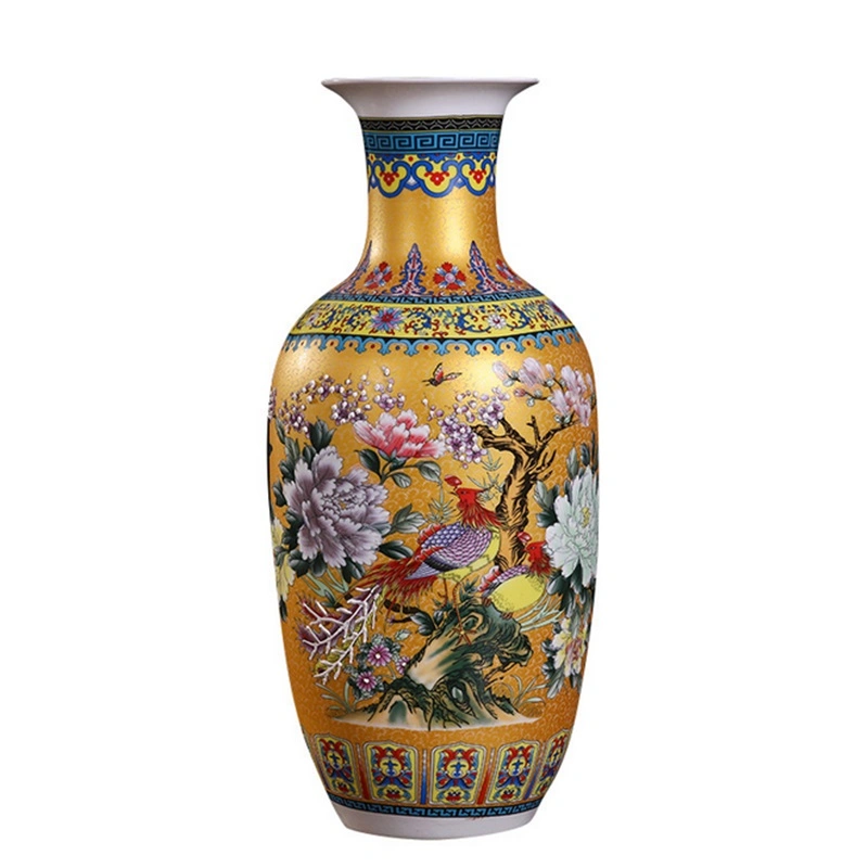 Enamel Vase Ceramic Decoration Vase Handicraft Porcelain Ornament Antique Office Furniture Ornament
