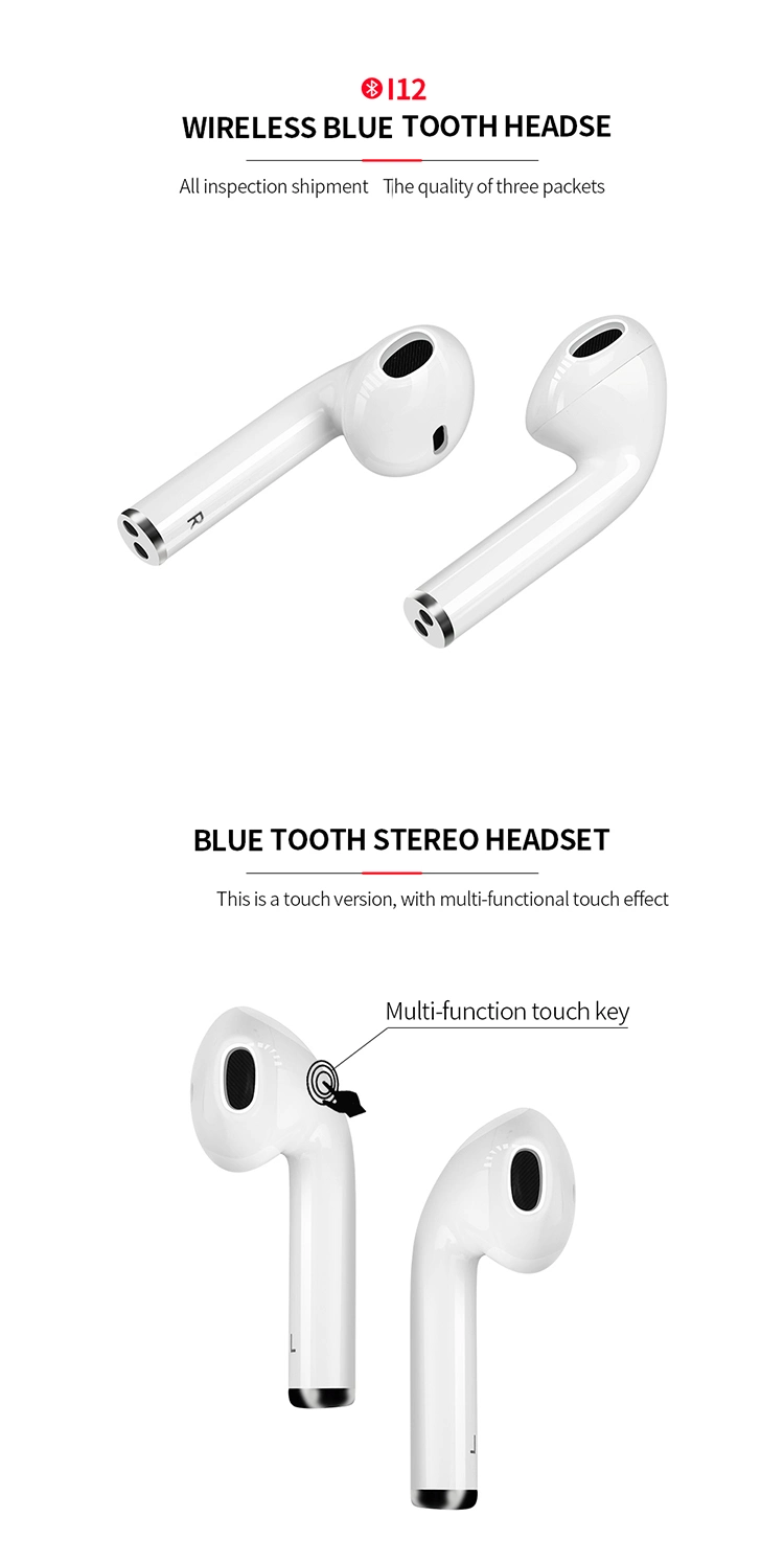 I2 Tws Touch Control Bluetooth Earphone Bluetooth Earbuds Wireless Bluetooth Headset Auriculares Azules Earbuds