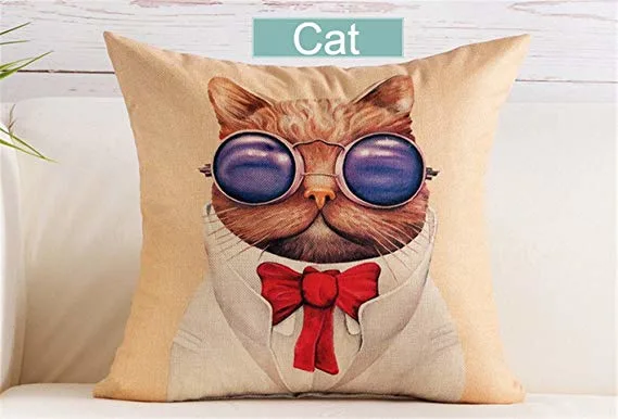 Geometrical Animal Design Digital Printing Pillow Covers Linen Fabric