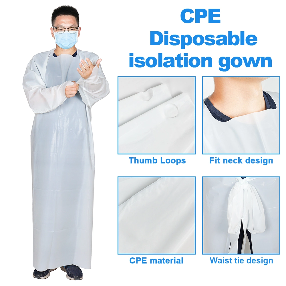 Disposable Waterproof Medical CPE Apron Disposable CPE Gown Suit Apron Individual Disposable Non Medical Protective Apron