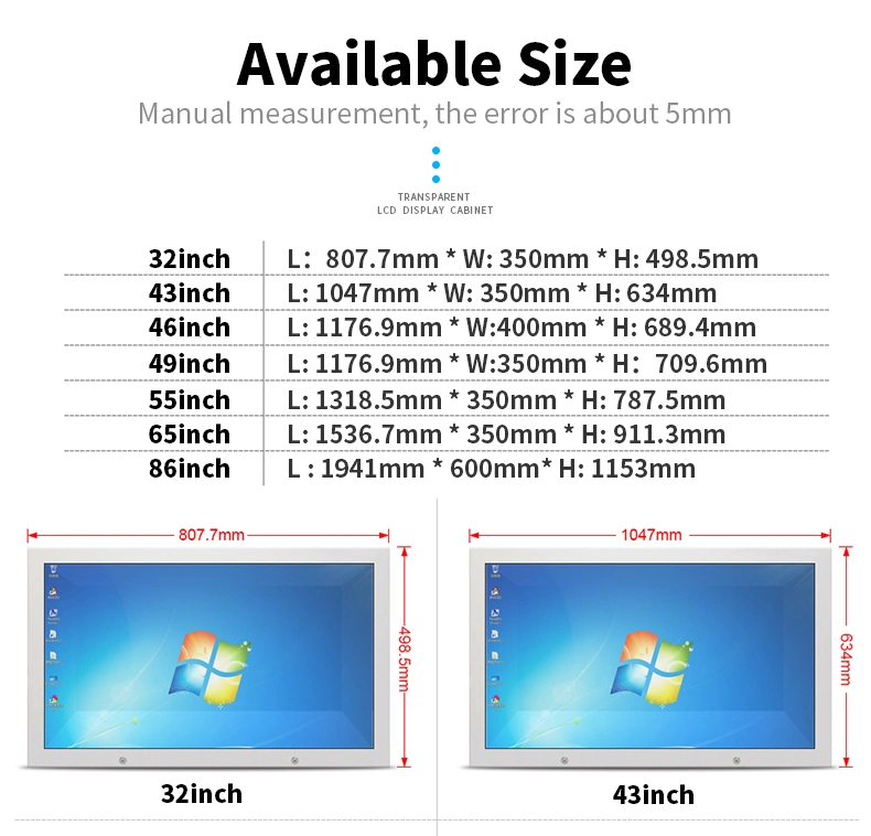 New Advertising Touch Screen Monitor Box Transparent LCD Display Showcase