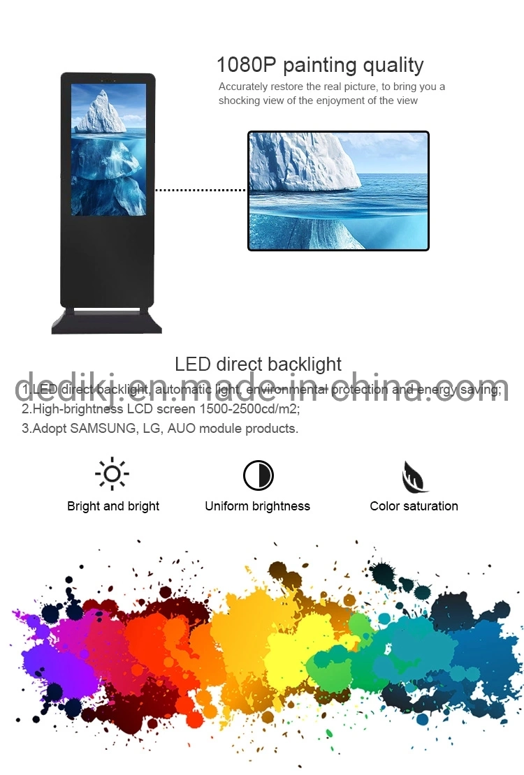 65inch Outdoor Flexible LCD Screen Commercial Screen Advertising Display with Moving Floor Stand