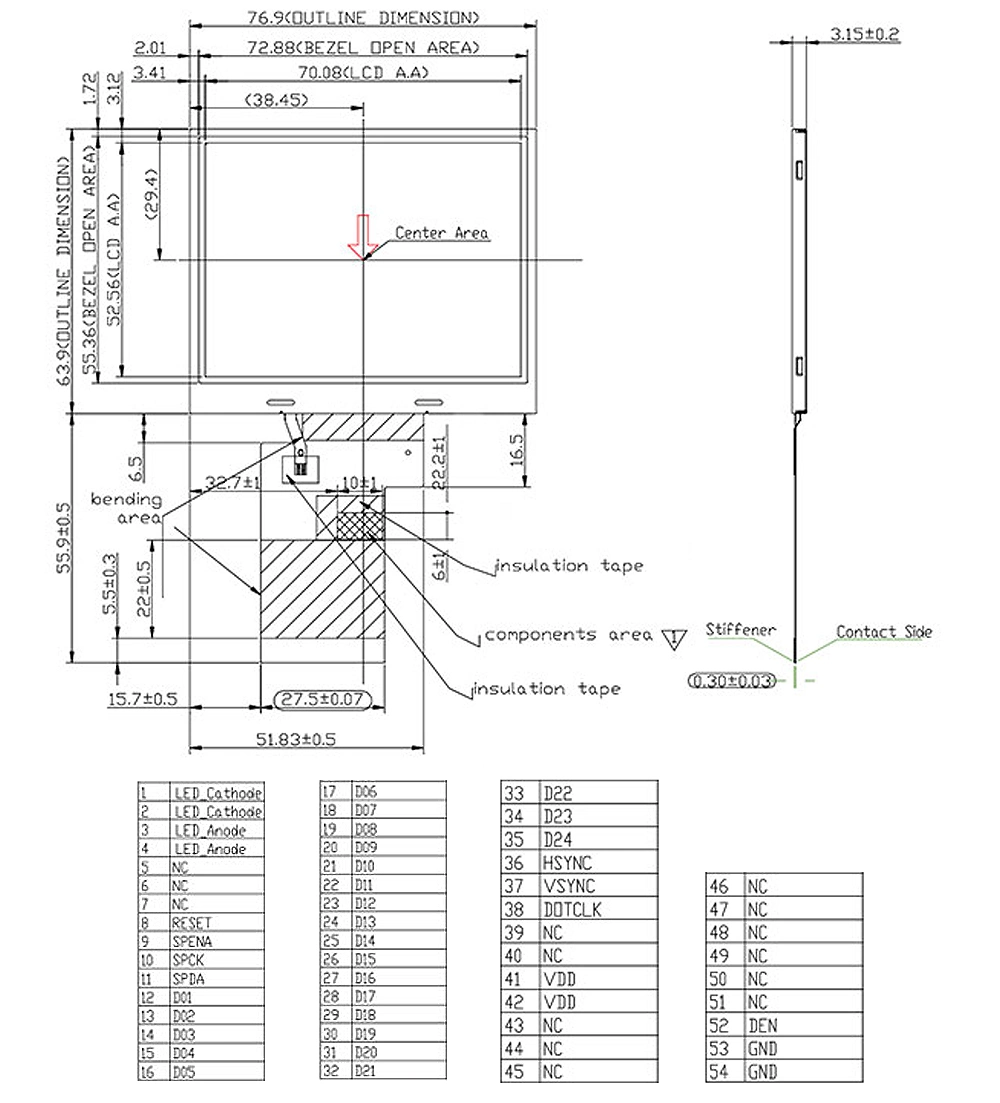 320X240 TFT LCD Screen 24-Bit TM035kdh03 Driver 3.5 Inch Color TFT LCD Graphic Display Module