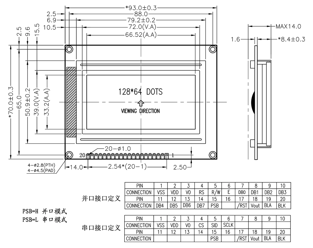 12864 Graphic DOT Matrix Display Module Blue Background St7920 Monochrome LCD Display