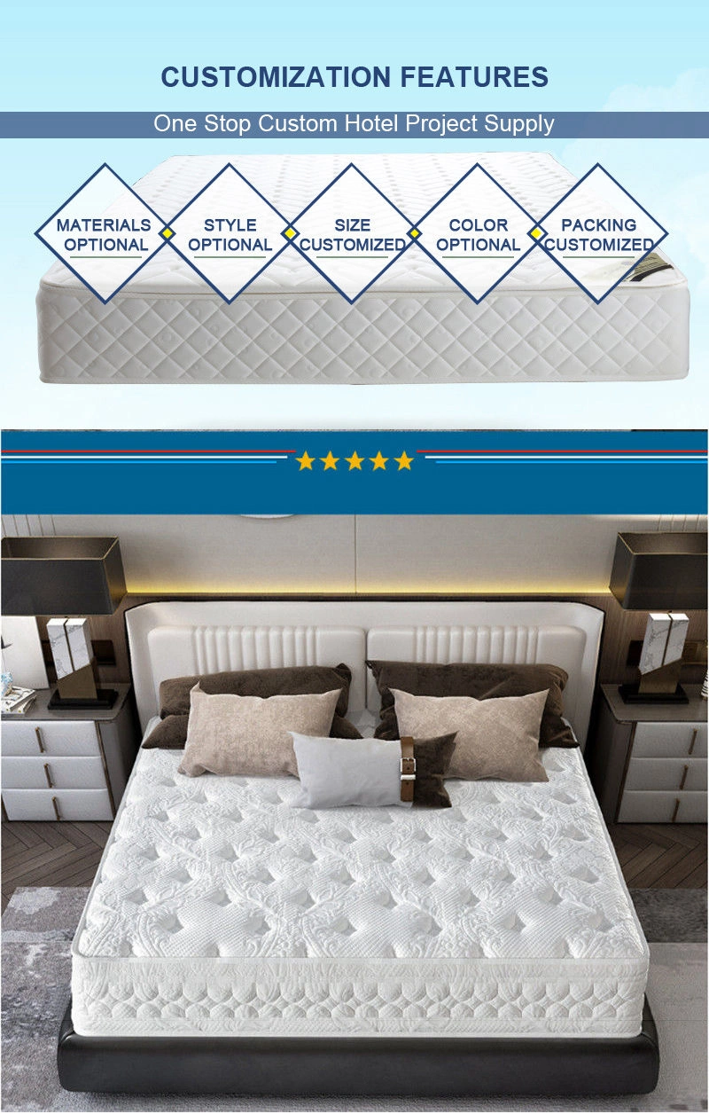 Manufacturers in China Luxury Hilton Hotel Bed Mattress 8 Inch High Density Sponge Soft Hard Breathable