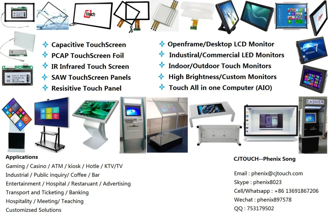 Touch Monitor LCD TFT 19inch Touchscreen China Manufacture Interactive USB VGA Openframe Display