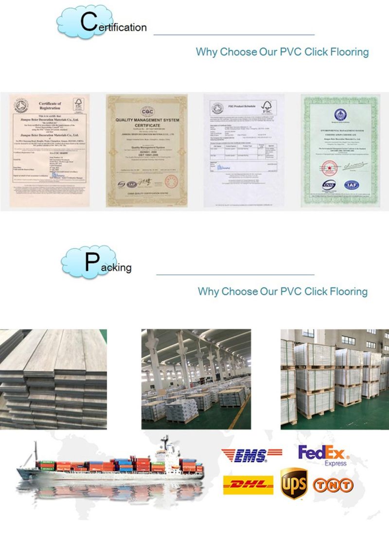 Wear Resistant Plastic Vinyl Click Wooden Spc Flooring