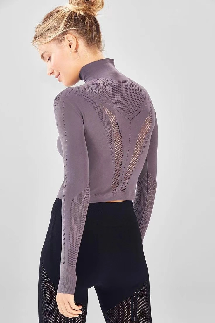 Elastic Warp Knit Women Sports Wear Crop
