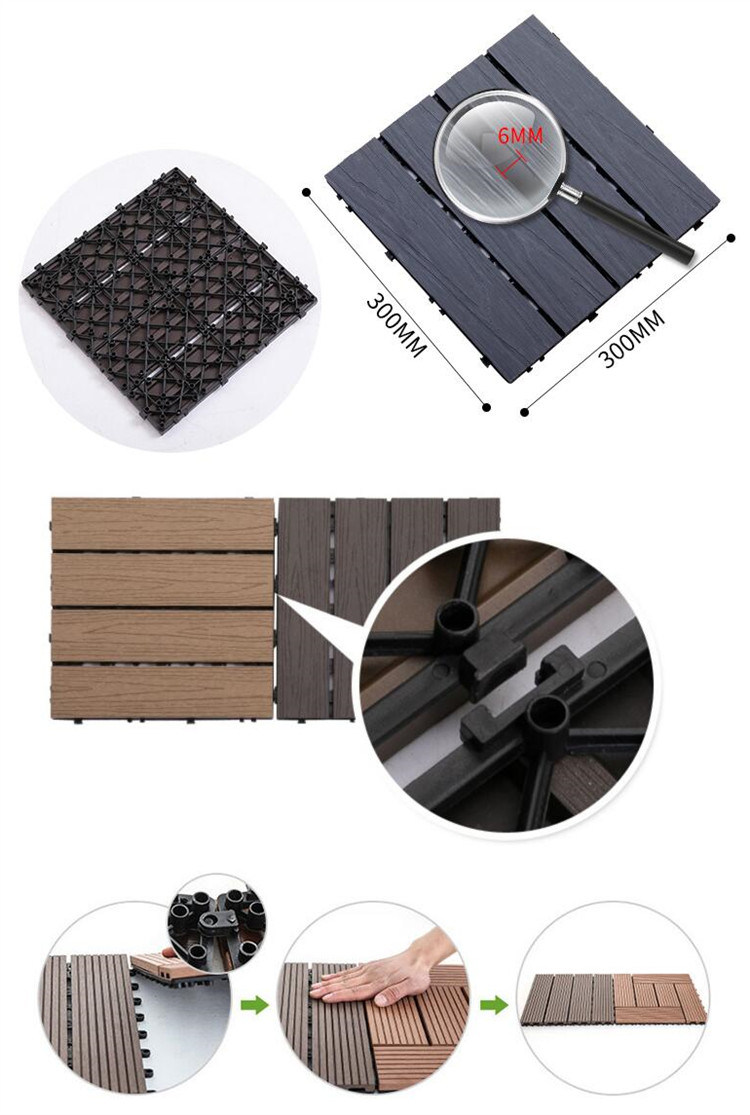 Wood Plastic Composite Decking WPC DIY Flooring Tile for Outdoor and Indoor