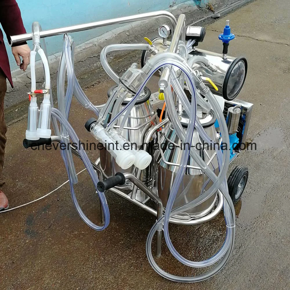 Vacuum Pump Double Goats Milking Machine with 2 Buckets 25L