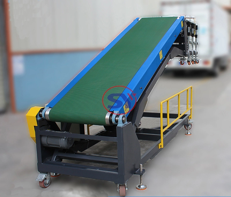 Warehouse Cargo Discharge Climbing Belt Conveyor Line Combined with Telescopic Roller Conveyor