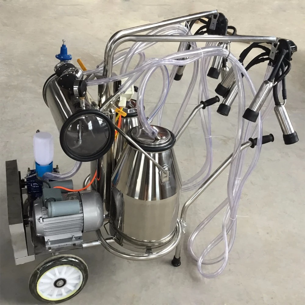 Electric Automatic Milker Double Buckets Vacuum Pump Milking Machine