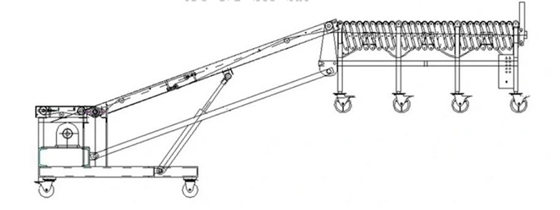 Warehouse Cargo Discharge Climbing Belt Conveyor Line Combined with Telescopic Roller Conveyor