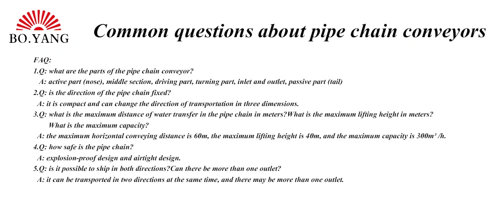 Boyang Conveying Smoothly Seal Pipe Cable Conveyor & Tubular Drag Conveyor System