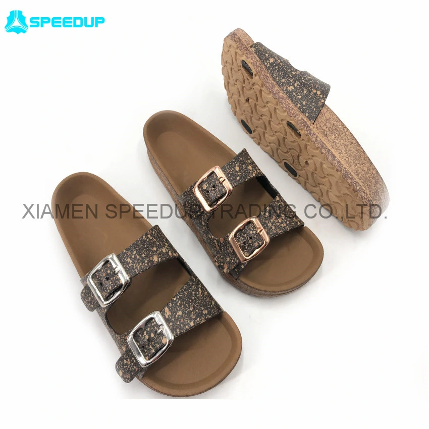 China Cheap Cork Finish PVC Airblowing Ladies Sandal Slippers