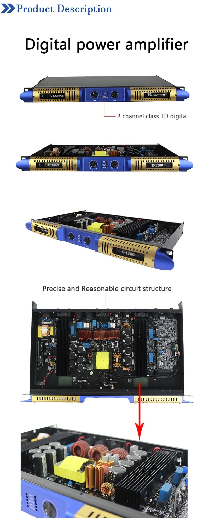 Sinbosen Professional Integrated Amplifier Stereo Digital Power Amplifier K-1200 1u Amplifier