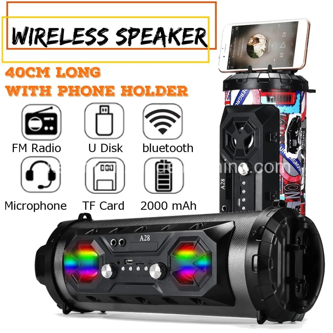 Colorful LED Light Portable Bluetooth Speaker Powerful Wireless Outdoor Speaker