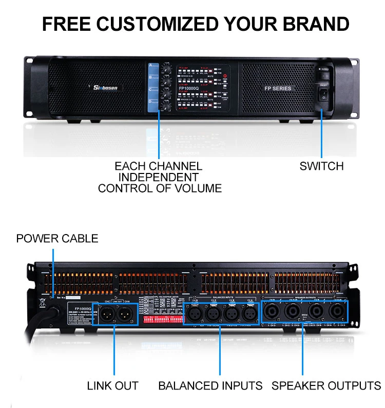 Blue Panel Power Amplifier Fp10000q 4 Channel Amplifier 4000 Watts Professional Power Amplifier