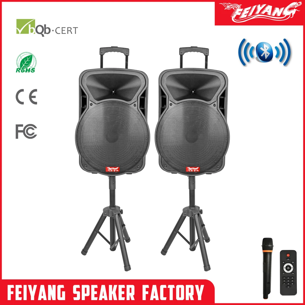 15inch Feiyang Temeisheng 2.0 Pair Active Plastic Speaker, Baffle with Tripod Party Speaker, Karaoke Speaker Cx215