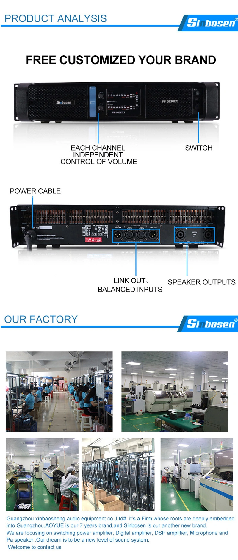 Powerful PRO Amplifier Fp14000 2 Channel Audio Amplifier