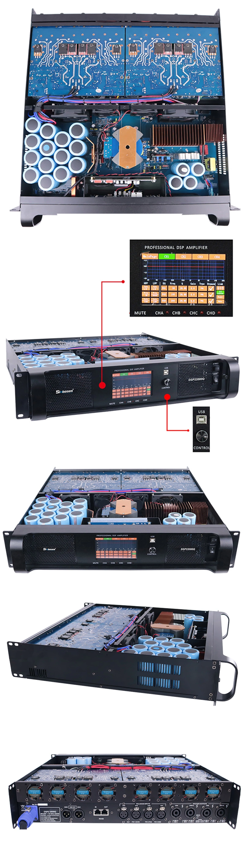 Sound System Amplifier DSP22000q Professional Amplifier 5000watts DSP Power Amplifier Class Td