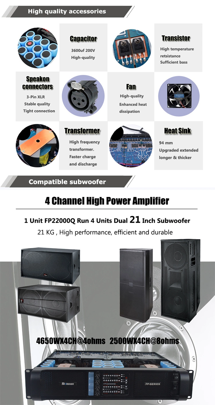 Power Amplifier Professional Fp22000q 4650 Watt 4 Channel Class D Power Amplifier for Sale