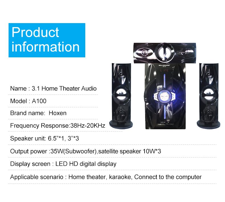 Home Theater 3.1 CH Multimedia Speaker System Speaker