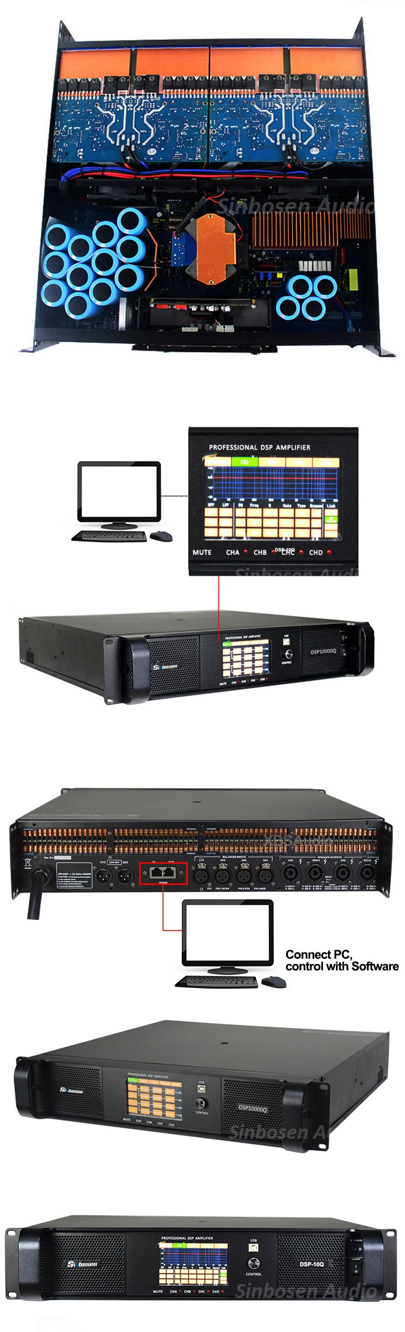 PRO Audio DJ Sound System 2000 Watts DSP10000q Powersoft Class Td 4 Channel DSP Power Amplifier