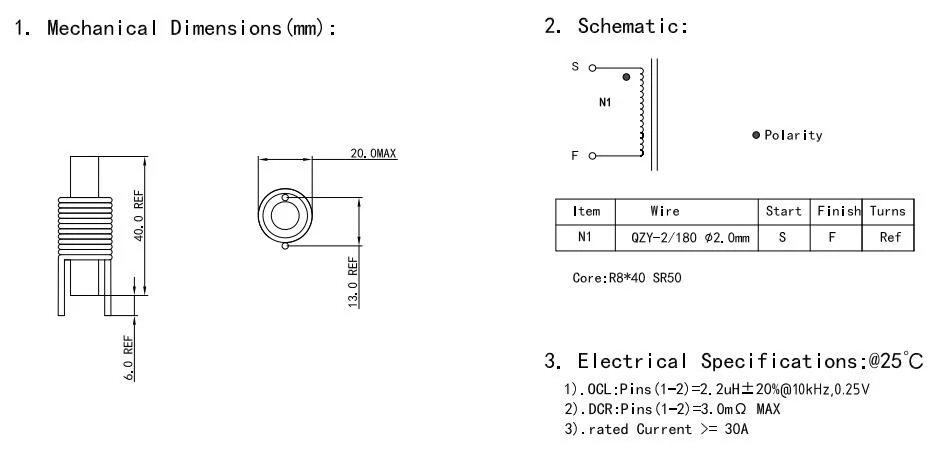 DC Rod Core Choke Coil for Audio Amplifier Speaker