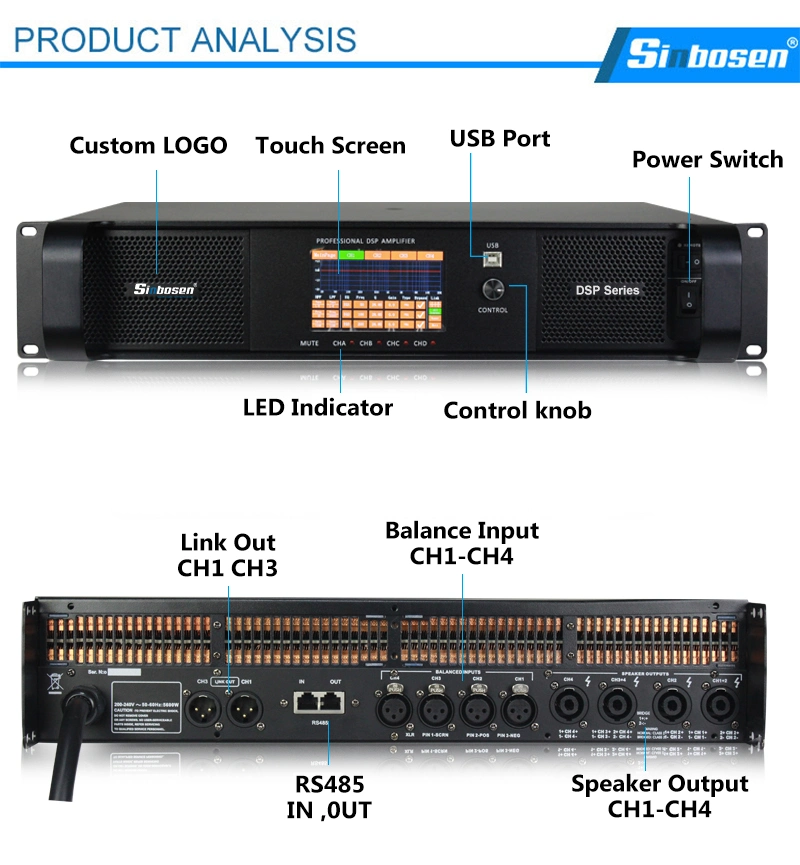 PRO Audio DJ Sound System 2000 Watts DSP10000q Powersoft Class Td 4 Channel DSP Power Amplifier