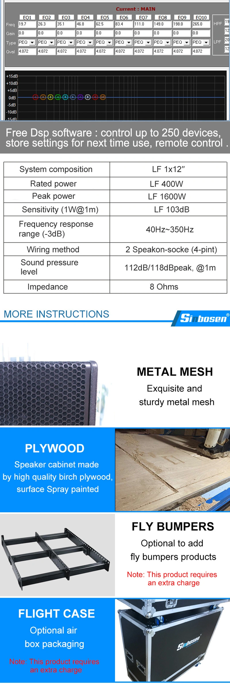 12 Inch Line Array Bass Speaker Ao-12b Professional Home Stage Speaker System