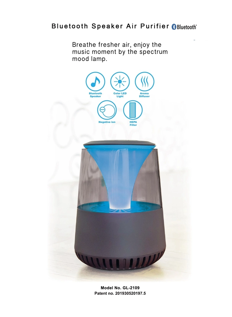 China Manufacturer Portable Inegative Ion Bluetooth Speaker Air Purifier