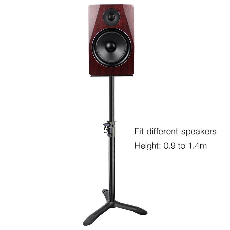 1.4m Classic Black Floor Adjustable Bookshelf Monitor Speaker Stand for Studio Speaker