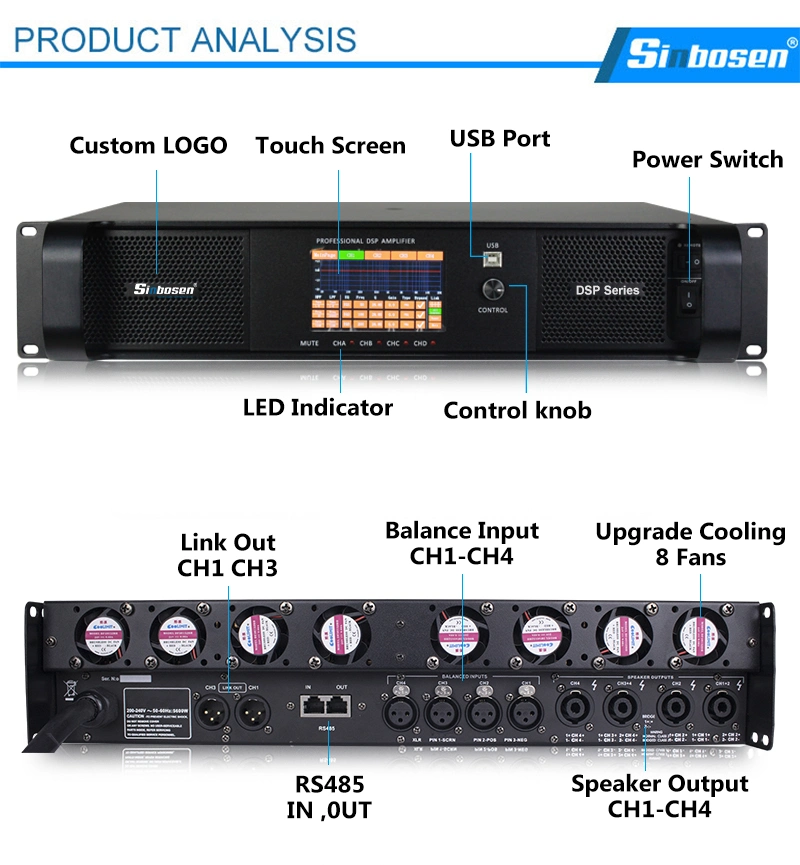 Professional Amplifier DSP22000q DJ Audio Digital Sound System Audio Amplifier DSP Function