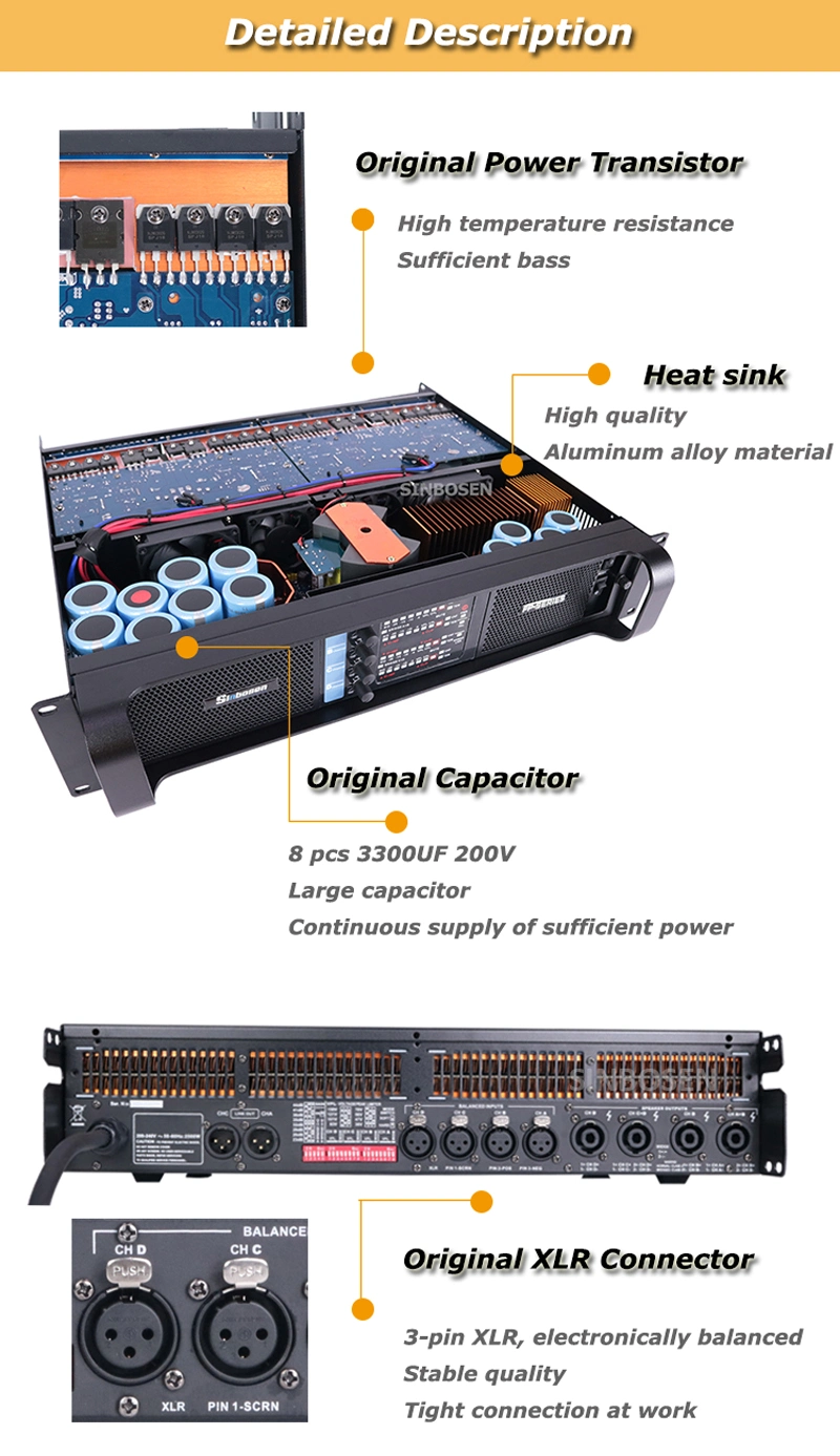 Audio Power Amplifier Fp8000q 4 Channel Professional Amplifier 1000 Watt Price