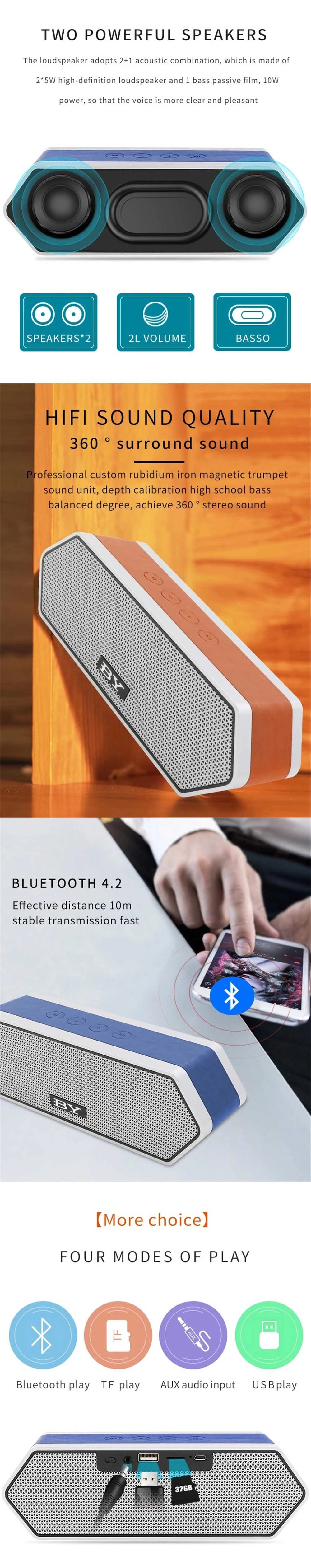 China Manufacturer By5580 Mini Wireless Bluetooth Speaker Music Used FM for Android with SD Card USB