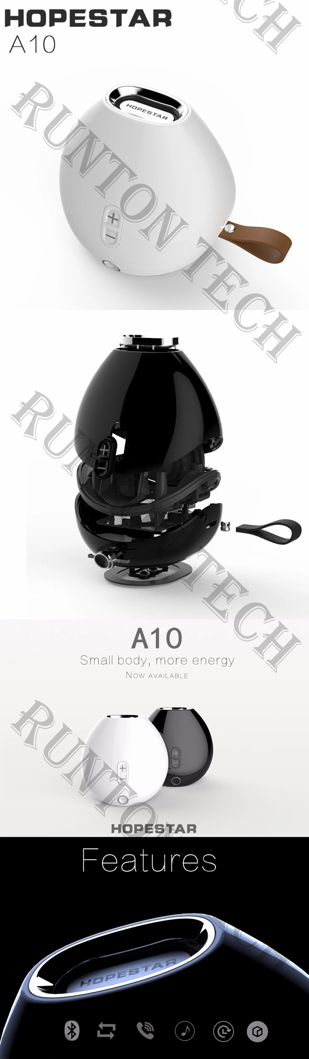 A10 Mini Round Shape Bluetooth Speaker From China Manufacturer with FM Aux Power Bank