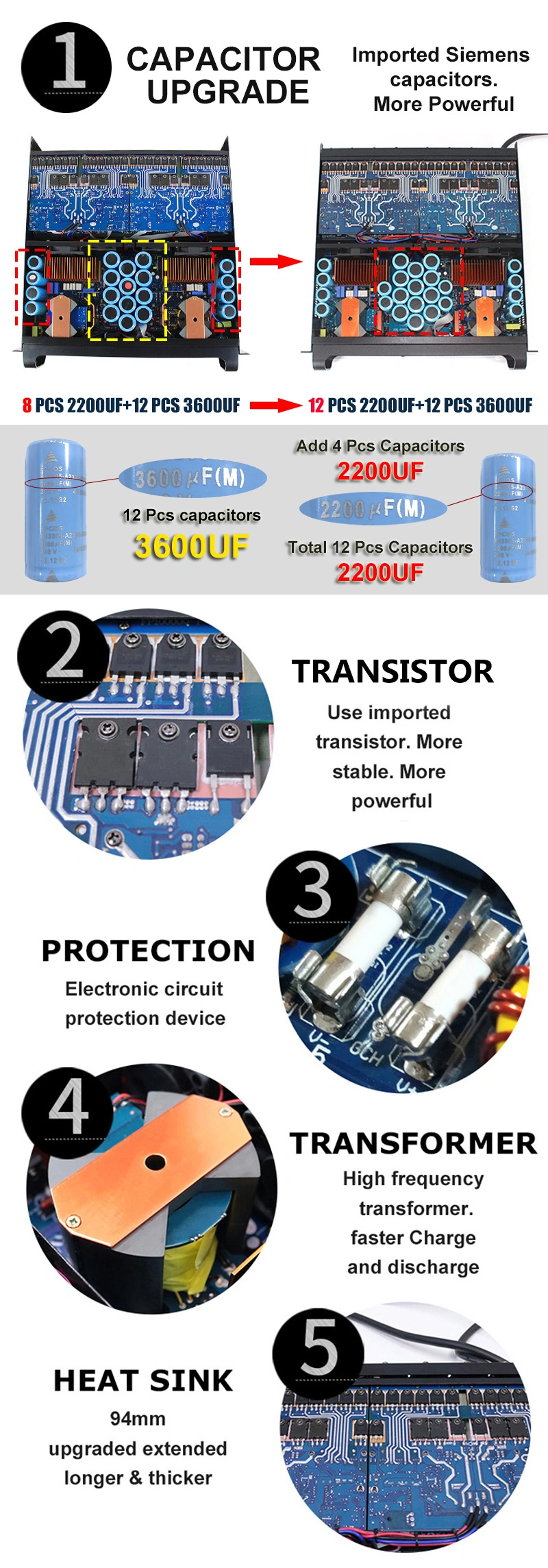 Audio Amplifier Class D Fp20000q 4 Channel Karaoke Speakers Amplifier Stereo Power Amplifier