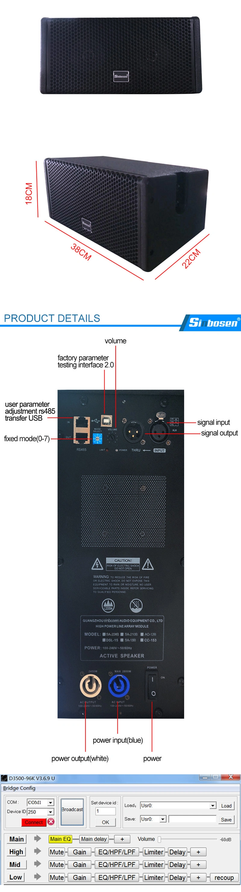 12 Inch Line Array Bass Speaker Ao-12b Professional Home Stage Speaker System